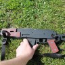 Деревянный Автомат Калашникова АКС-74У, игрушка-резинкострел, окрашен под настоящий