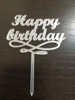 Топпер Happy Birthday (зеркальный акрил)