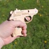 Деревянный пистолет ПСМ, в сборе, игрушка-резинкострел